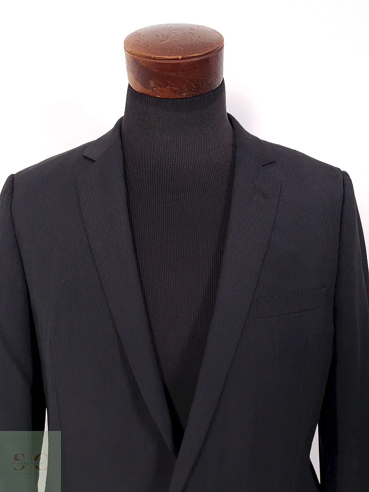 Blazer Sprit Negro Rayas Sutiles Mezcla Lana Virgen - Talla M 4