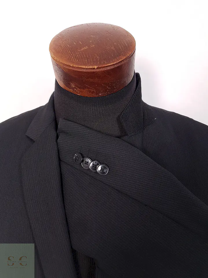 Blazer Sprit Negro Rayas Sutiles Mezcla Lana Virgen - Talla M 5
