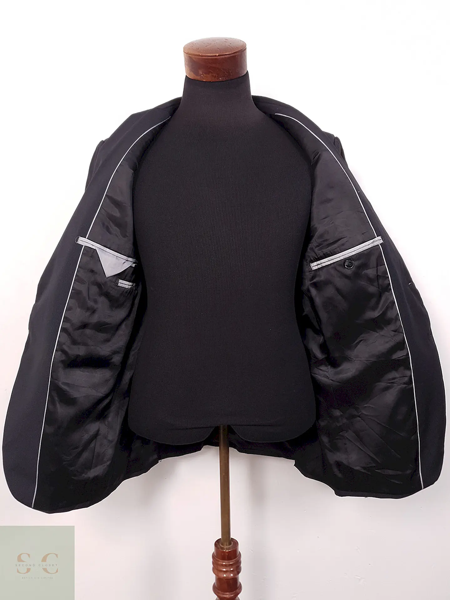 Blazer Sprit Negro Rayas Sutiles Mezcla Lana Virgen - Talla M 7