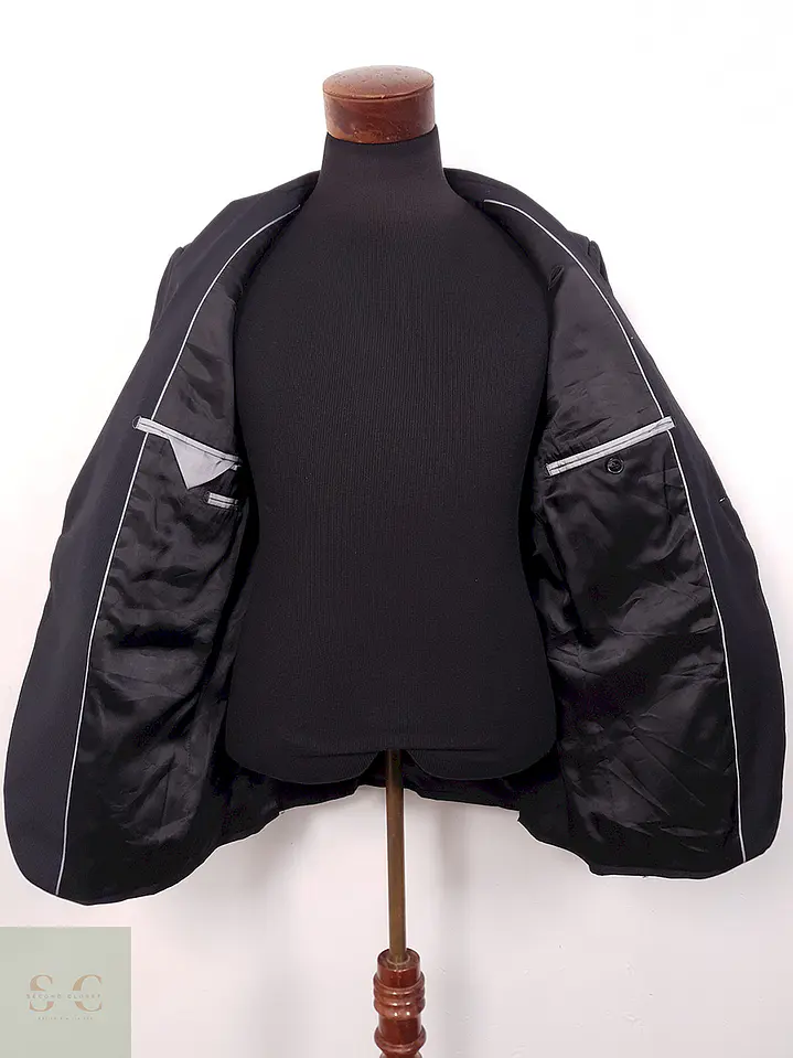Blazer Sprit Negro Rayas Sutiles Mezcla Lana Virgen - Talla M 7