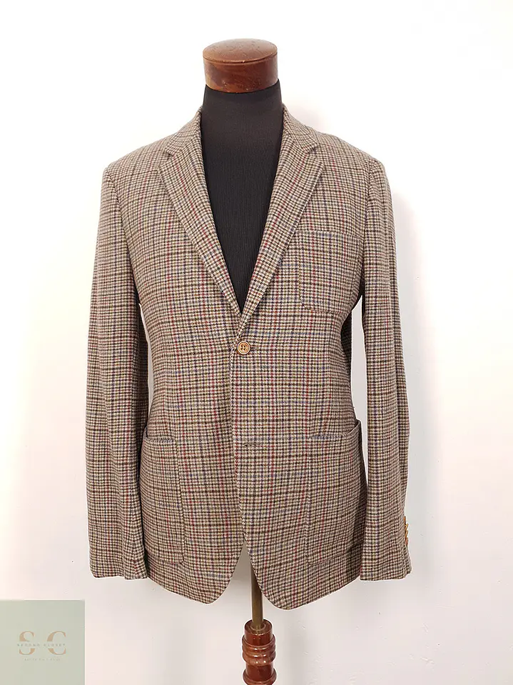 Blazer Bertoni Café Burdeos Azul 70% Lana con Coderas - Talla M 2