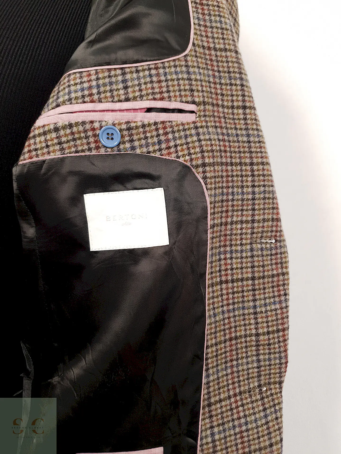 Blazer Bertoni Café Burdeos Azul 70% Lana con Coderas - Talla M 11