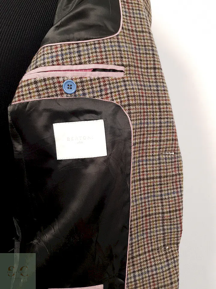 Blazer Bertoni Café Burdeos Azul 70% Lana con Coderas - Talla M 11