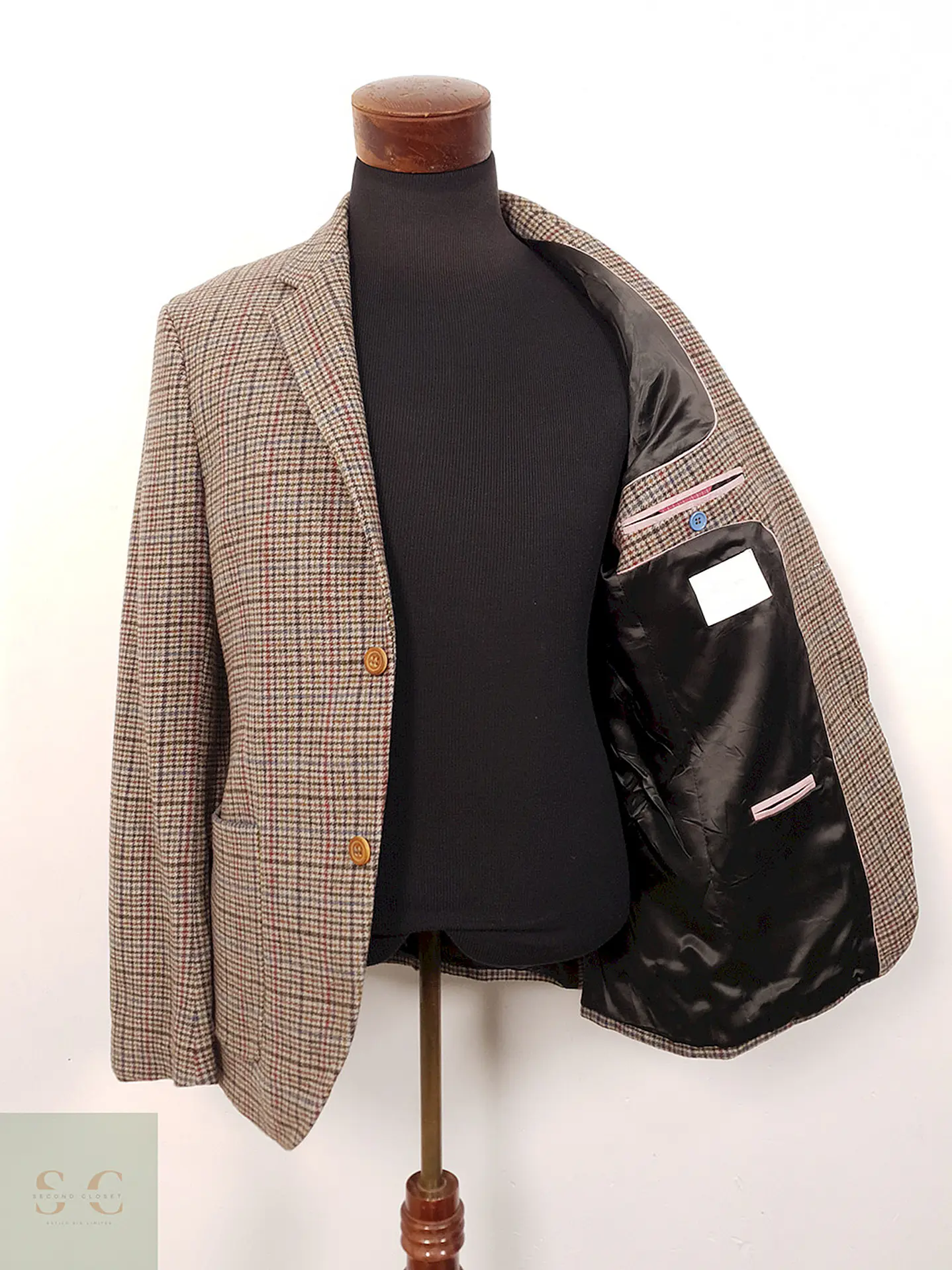 Blazer Bertoni Café Burdeos Azul 70% Lana con Coderas - Talla M 1