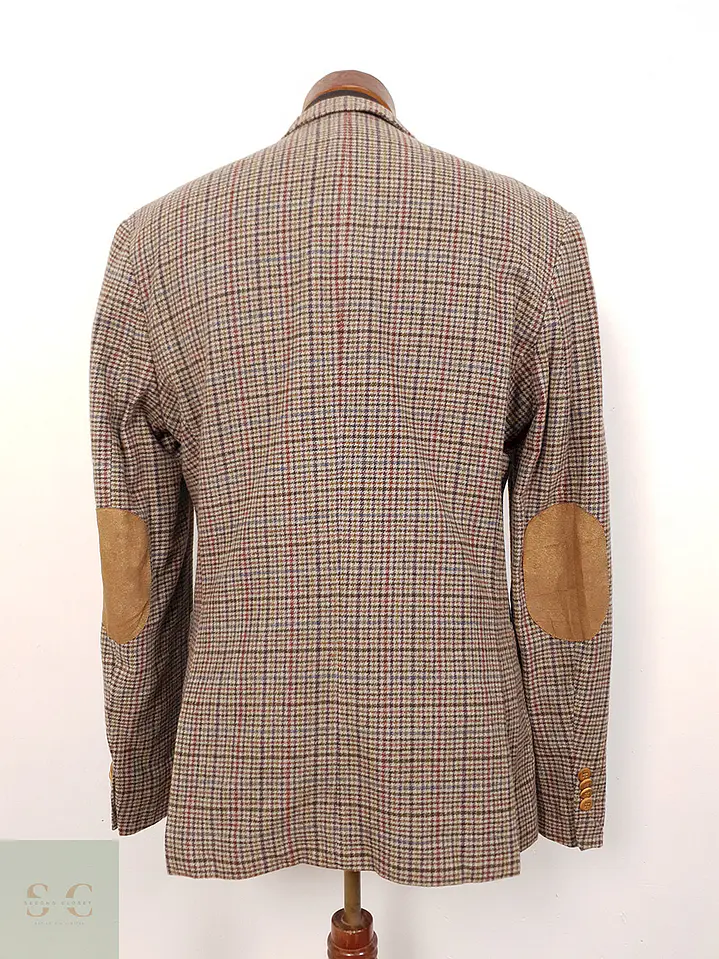 Blazer Bertoni Café Burdeos Azul 70% Lana con Coderas - Talla M 12