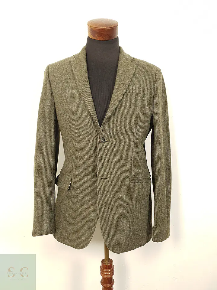 Blazer Hym Verde Símil Tweed 70% Lana con Coderas - Talla S 1