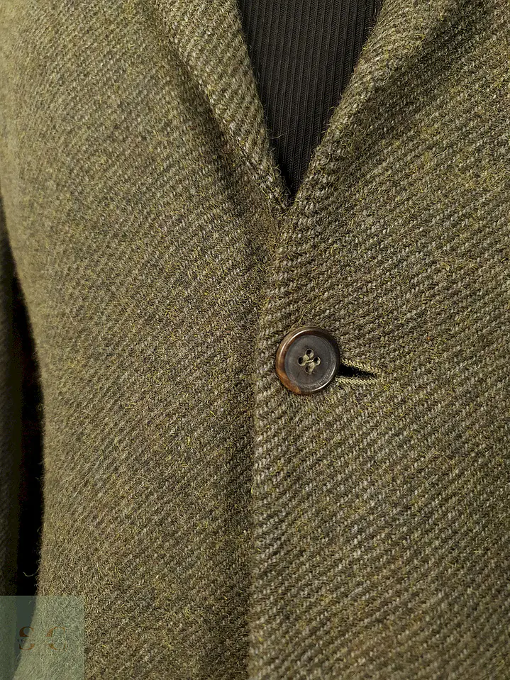 Blazer Hym Verde Símil Tweed 70% Lana con Coderas - Talla S 3