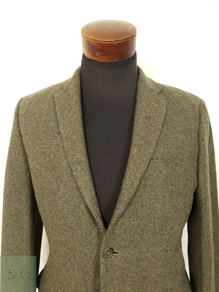 Blazer Hym Verde Símil Tweed 70% Lana con Coderas - Talla S 4