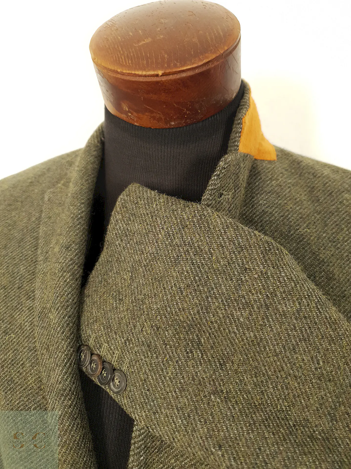 Blazer Hym Verde Símil Tweed 70% Lana con Coderas - Talla S 5