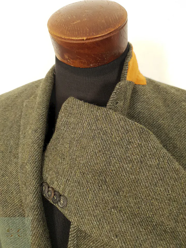 Blazer Hym Verde Símil Tweed 70% Lana con Coderas - Talla S 5