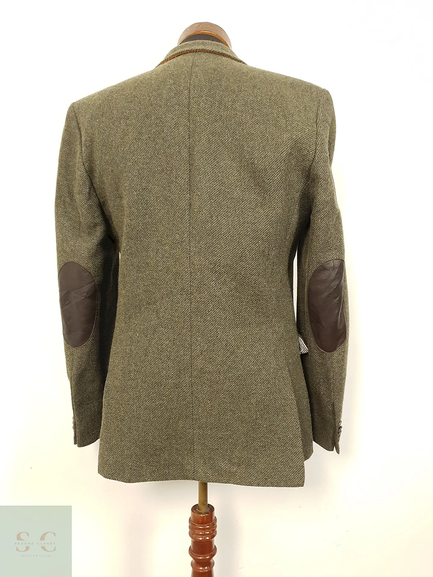 Blazer Hym Verde Símil Tweed 70% Lana con Coderas - Talla S 10