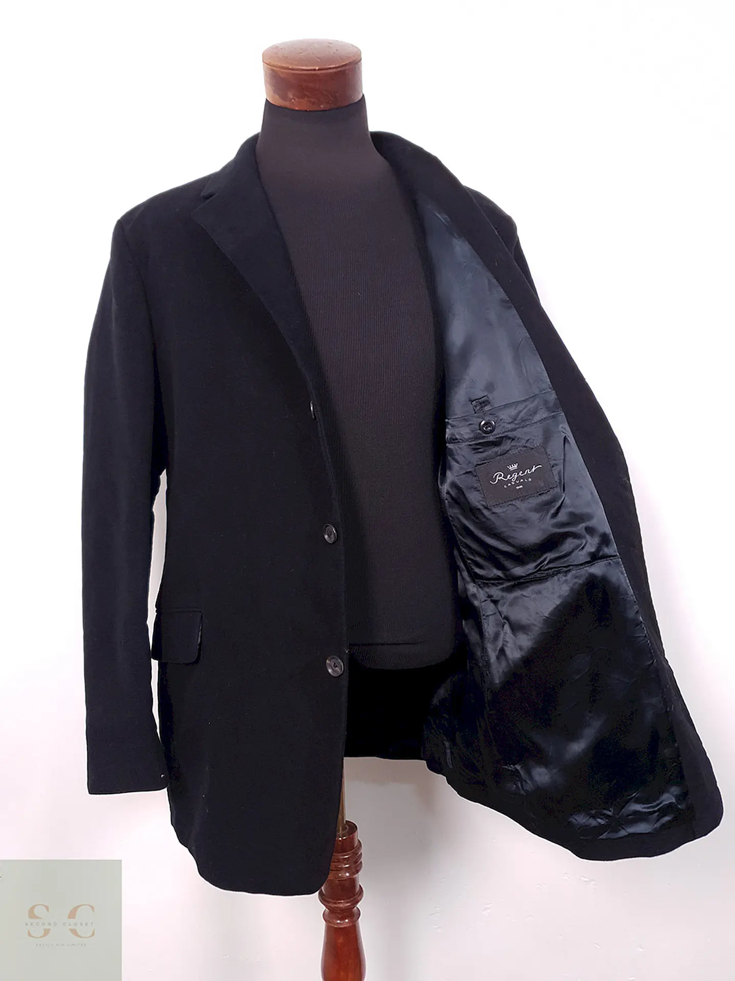 Blazer Regent Negro Algodón Grueso Gamuzado - Talla LXL 7