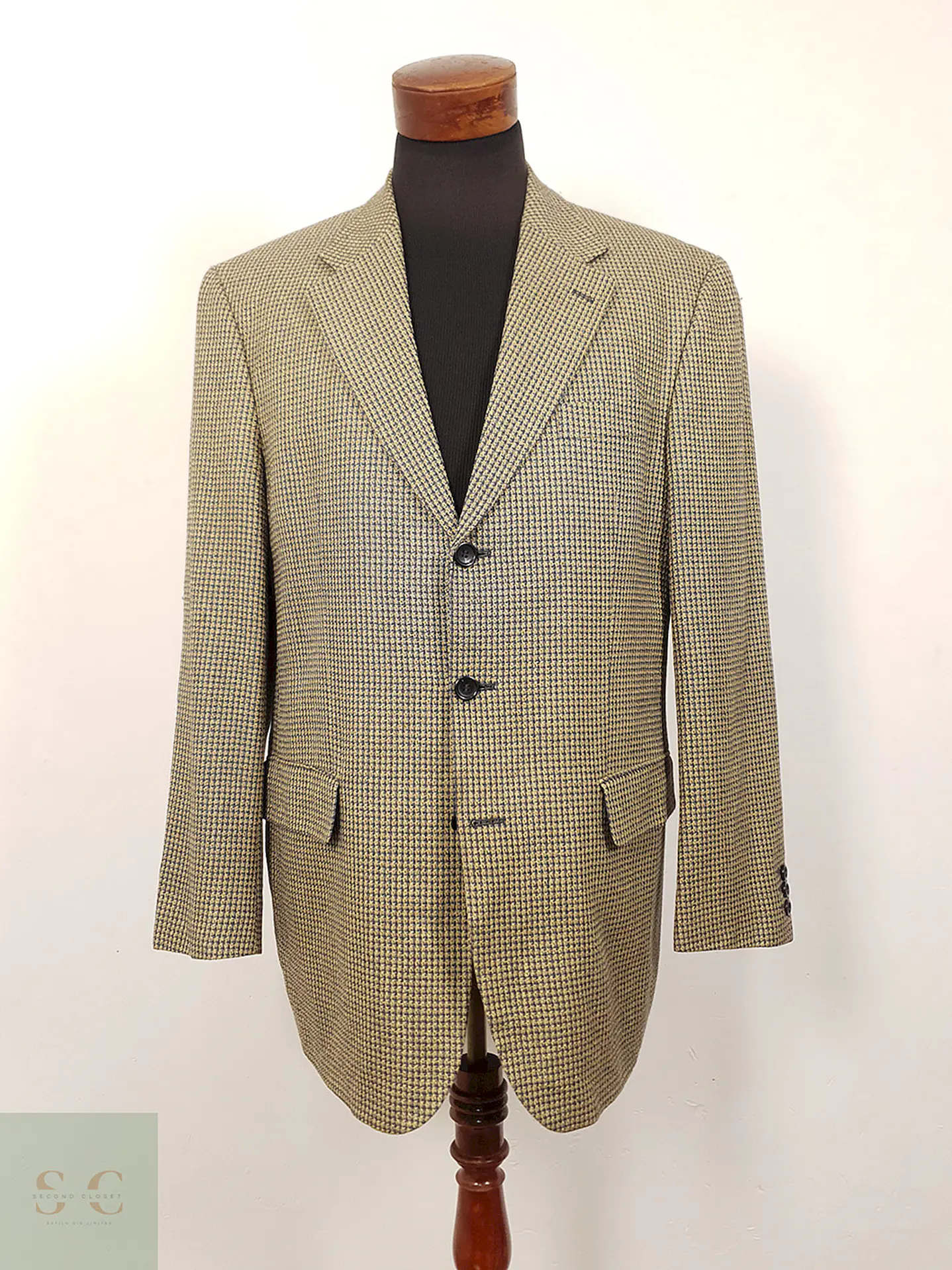 Blazer Werther chaqueta lana virgen y seda Dorado azul – Talla XL 2