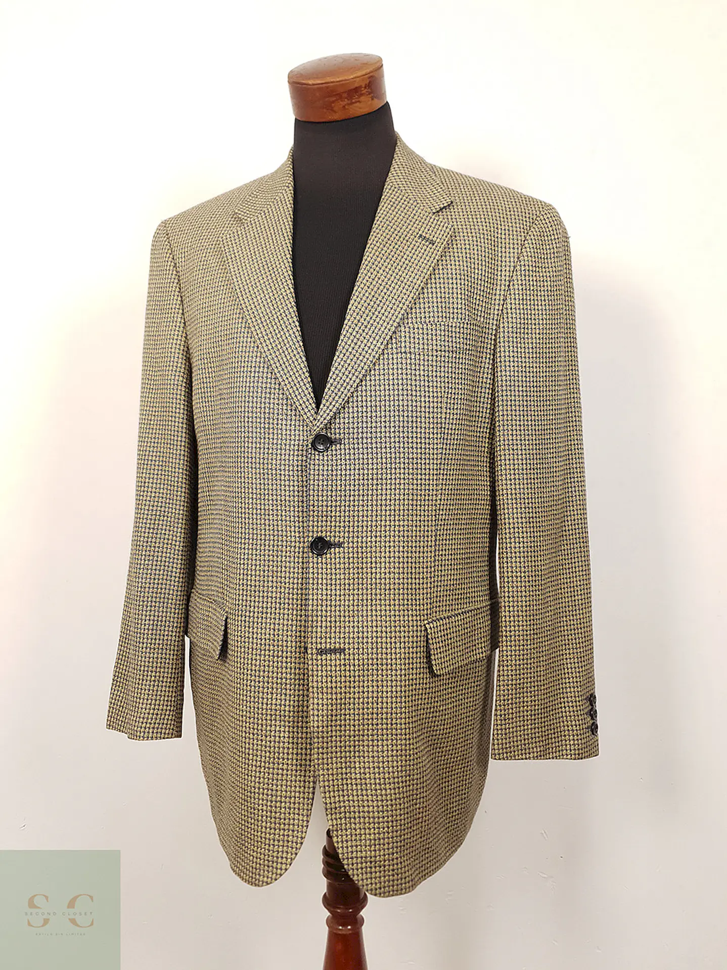 Blazer Werther chaqueta lana virgen y seda Dorado azul – Talla XL 3