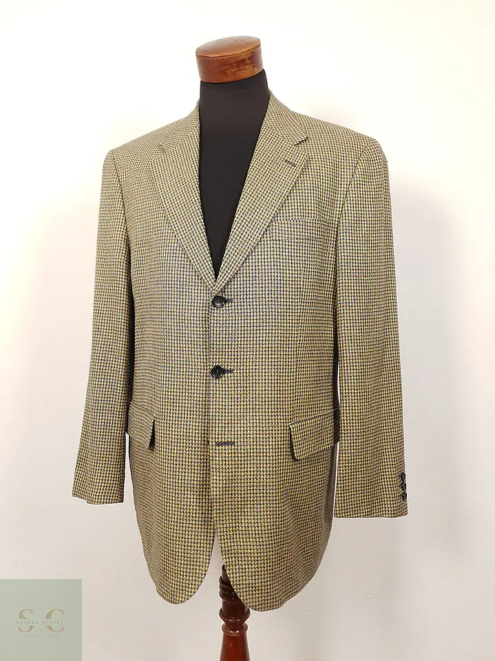Blazer Werther chaqueta lana virgen y seda Dorado azul – Talla XL 3