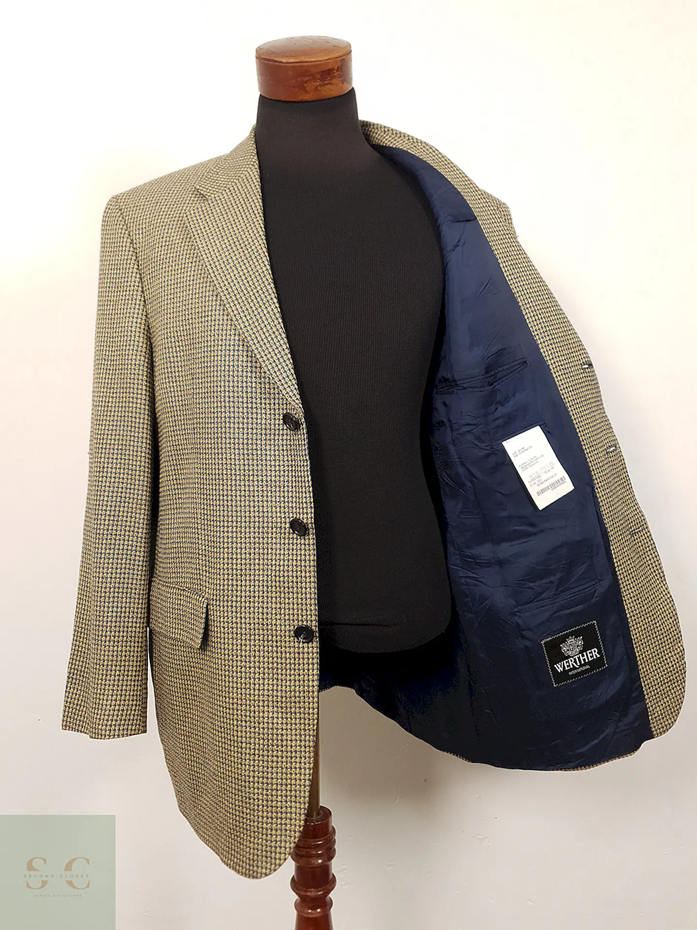 Blazer Werther chaqueta lana virgen y seda Dorado azul – Talla XL 1