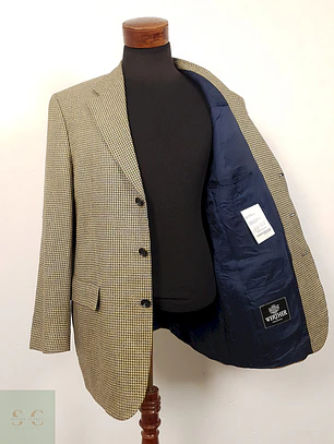 Blazer Werther chaqueta lana virgen y seda Dorado azul – Talla XL
