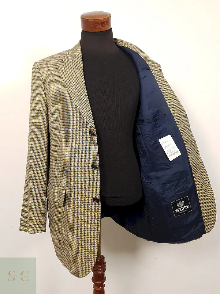 Blazer Werther chaqueta lana virgen y seda Dorado azul – Talla XL 1