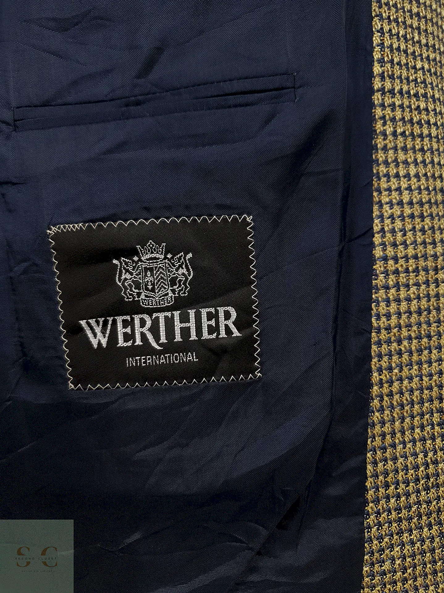Blazer Werther chaqueta lana virgen y seda Dorado azul – Talla XL 10