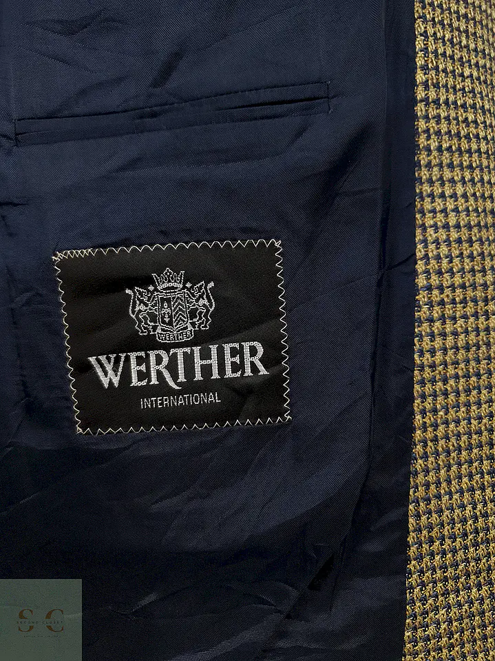 Blazer Werther chaqueta lana virgen y seda Dorado azul – Talla XL 10