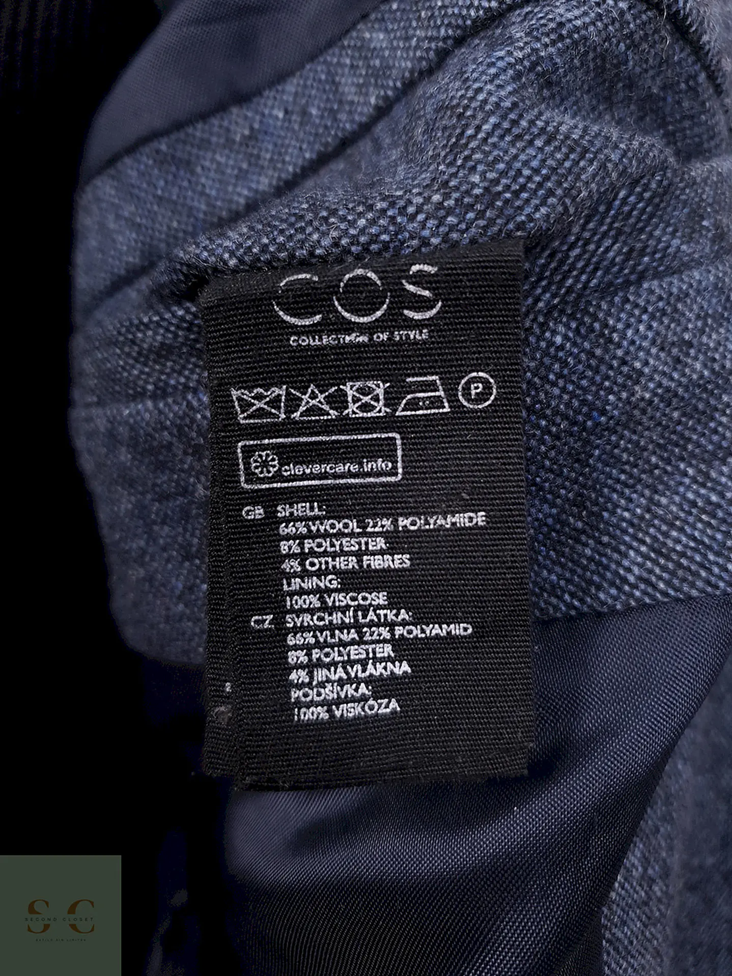 Blazer Cos Azul Lana con Poliamida - Talla M 8