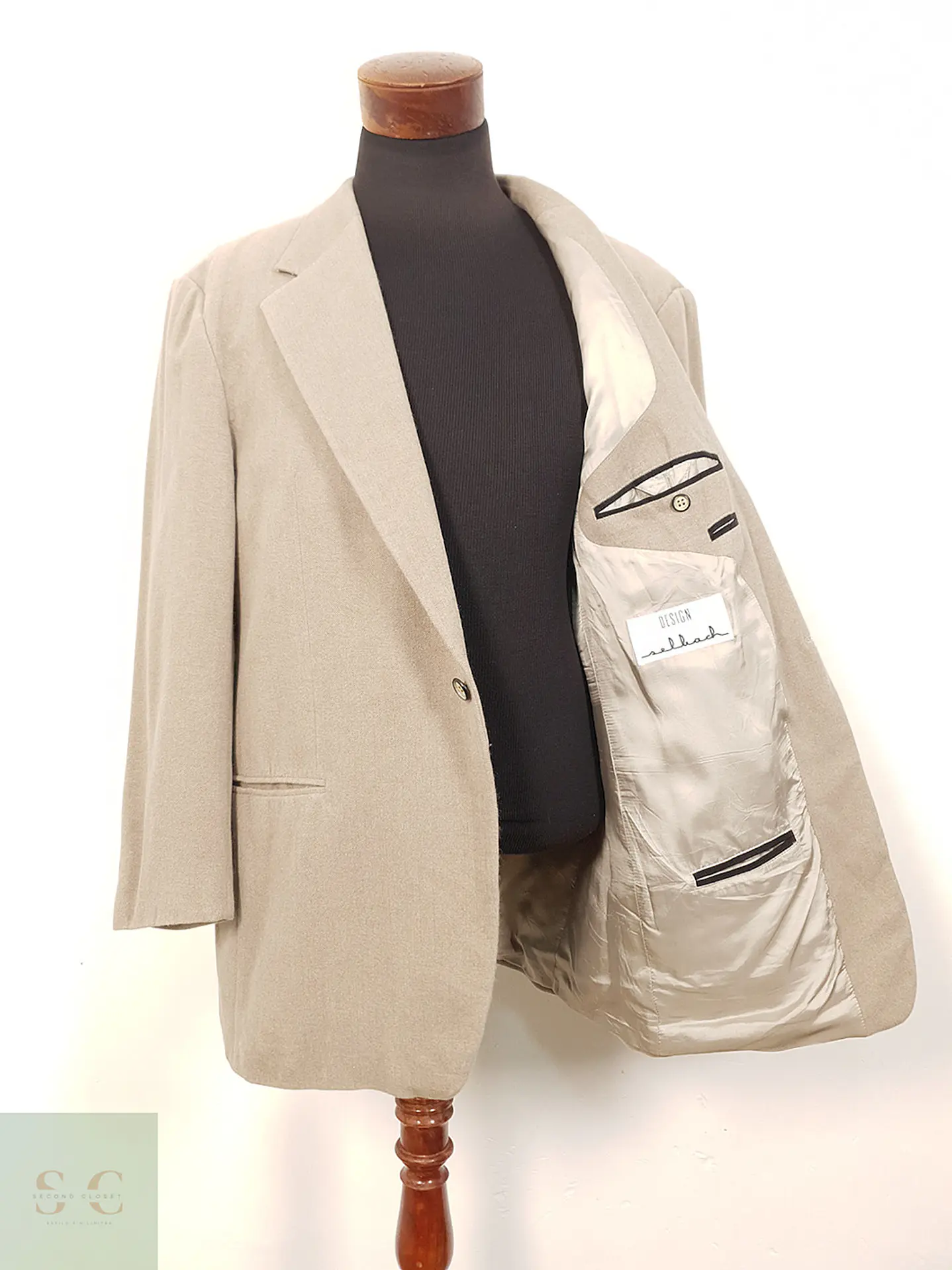 Blazer Selhach Beige Oscuro 50% Cashmere Lana Angora - Talla XL-XXL 11
