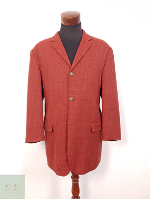 Blazer Engbers Roudiere Francés Rojo Ladrillo Mezcla Lino - Talla XXL