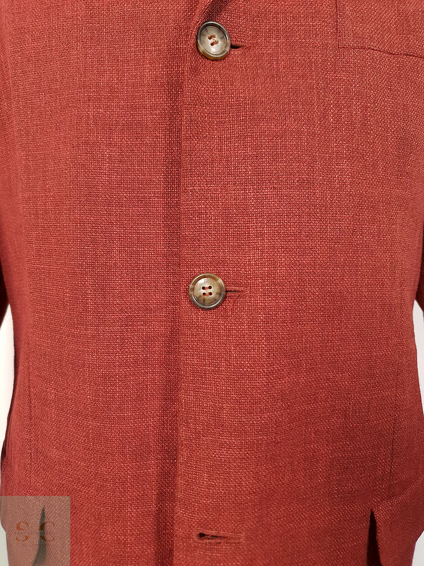 Blazer Engbers Roudiere Francés Rojo Ladrillo Mezcla Lino - Talla XXL 3