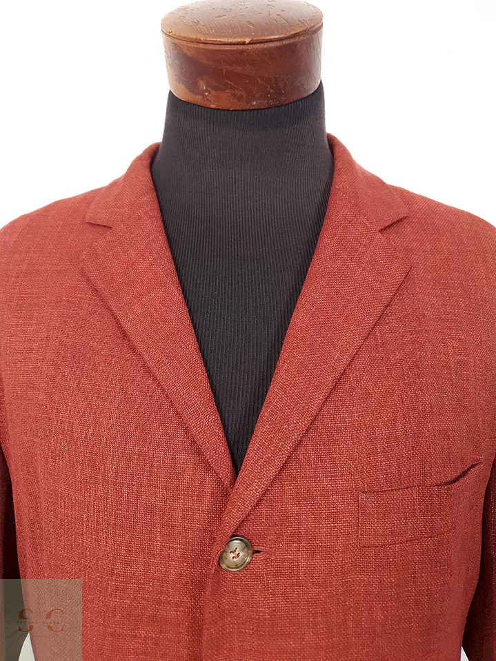 Blazer Engbers Roudiere Francés Rojo Ladrillo Mezcla Lino - Talla XXL 4