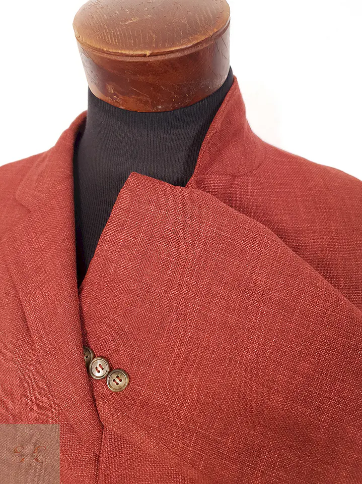 Blazer Engbers Roudiere Francés Rojo Ladrillo Mezcla Lino - Talla XXL 5