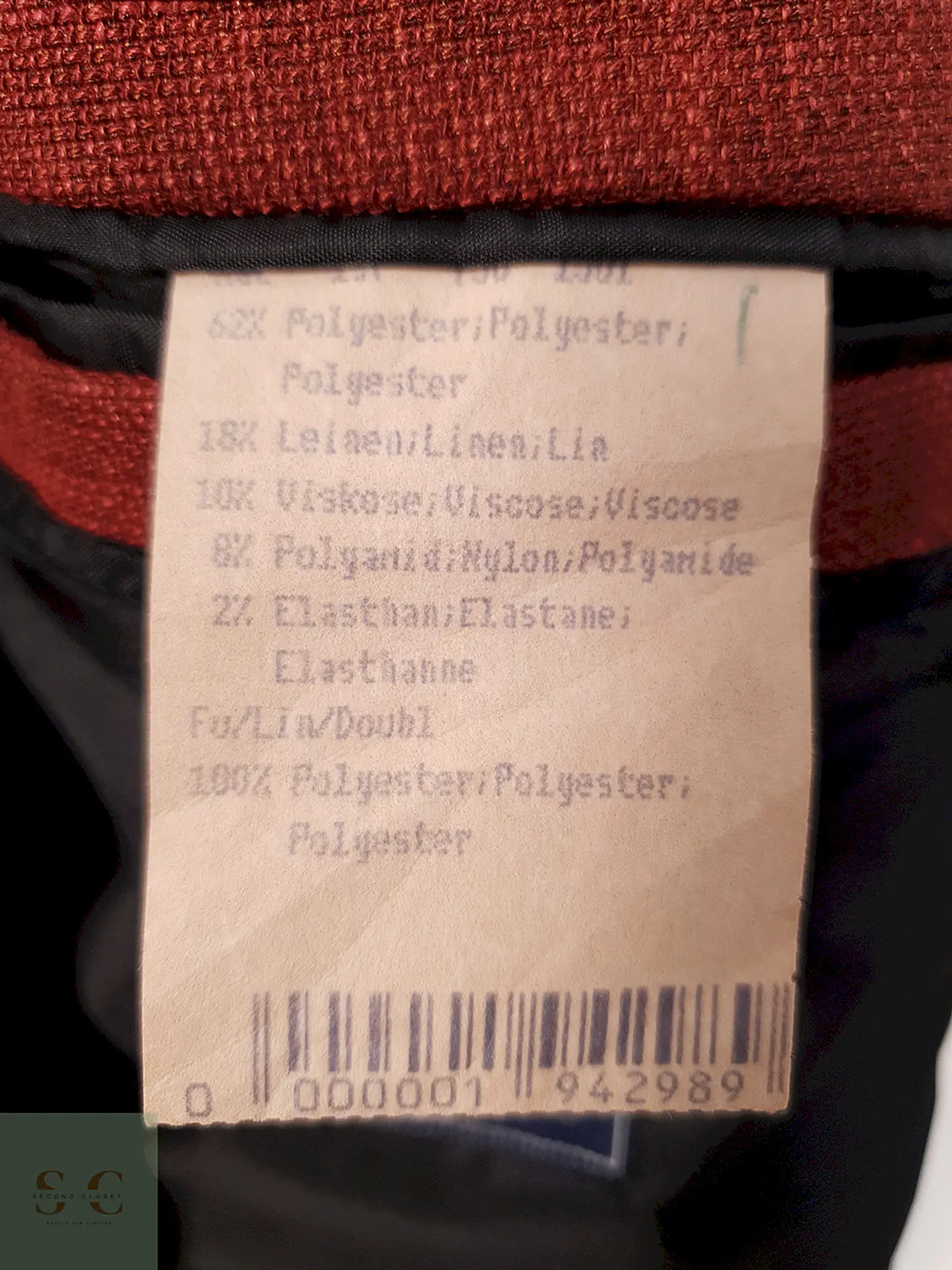 Blazer Engbers Roudiere Francés Rojo Ladrillo Mezcla Lino - Talla XXL 7