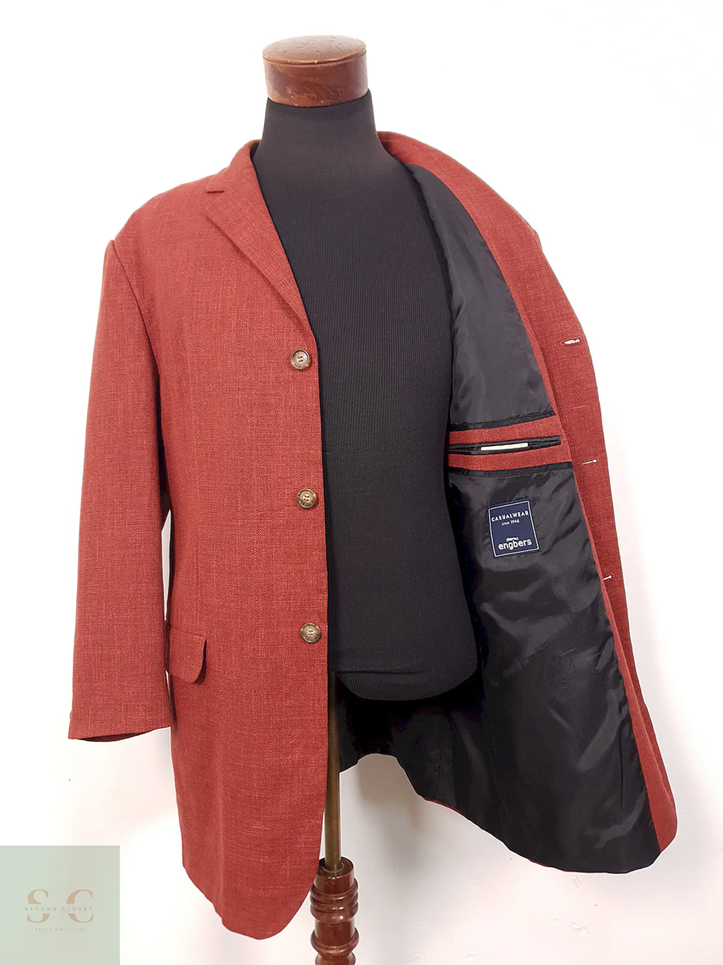 Blazer Engbers Roudiere Francés Rojo Ladrillo Mezcla Lino - Talla XXL 9