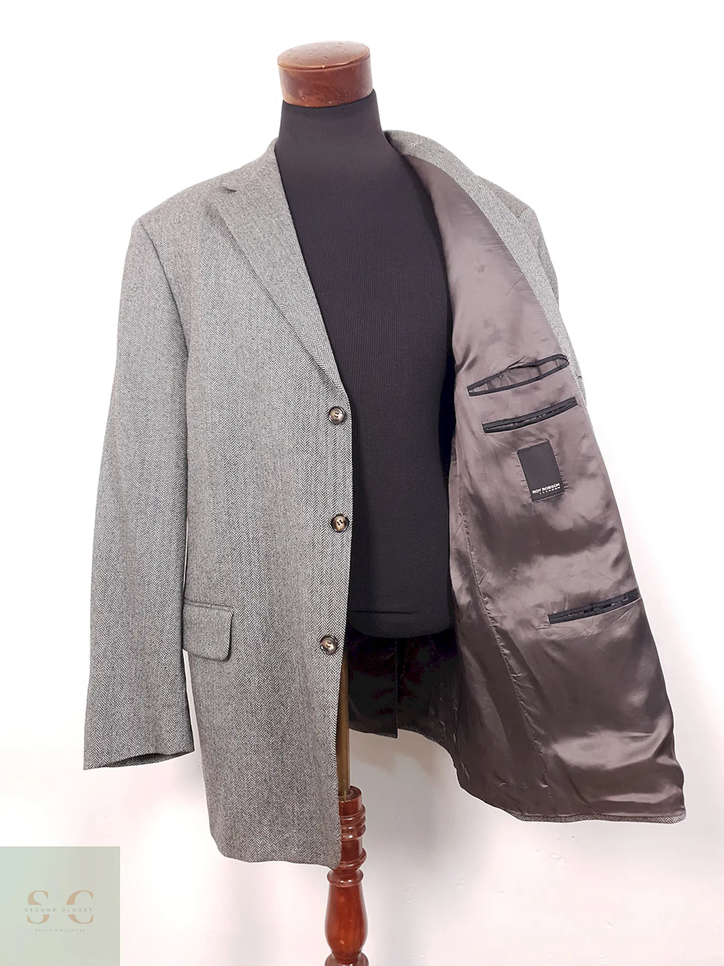 Blazer Roy Robson 100% Lana Virgen Espiga Gris - Talla XXL 10