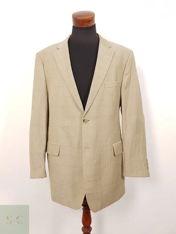Blazer Via Cortesa Mezcla Lana Virgen y Lino Ocre Dorado - Talla XXL 1