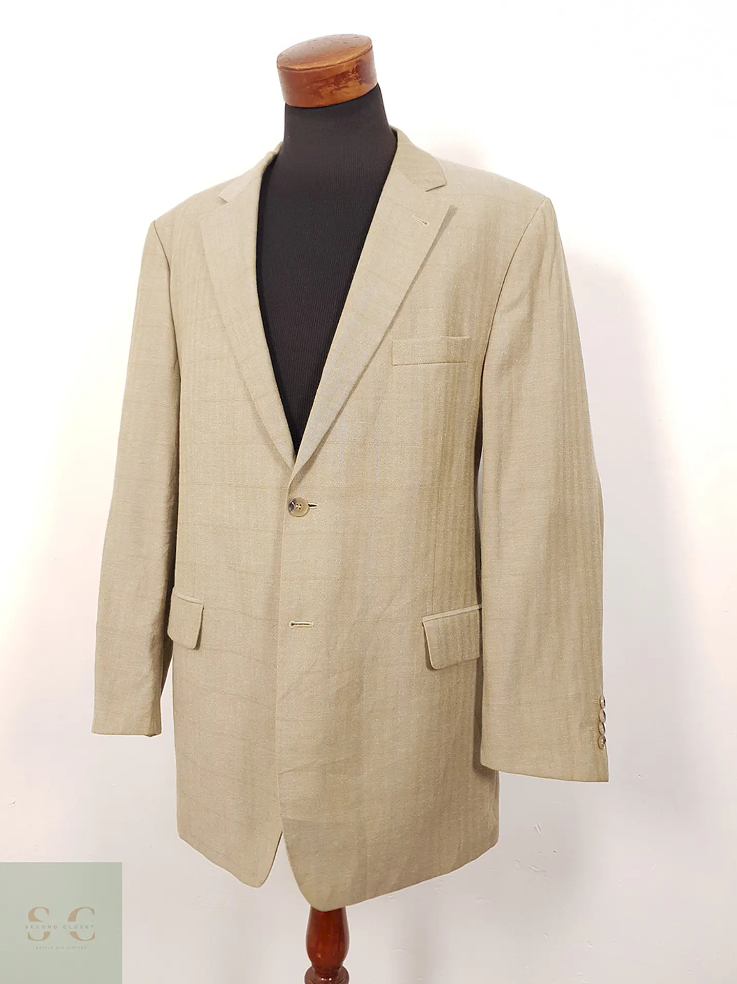 Blazer Via Cortesa Mezcla Lana Virgen y Lino Ocre Dorado - Talla XXL 2