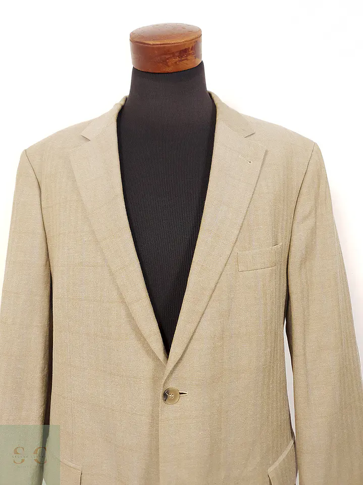 Blazer Via Cortesa Mezcla Lana Virgen y Lino Ocre Dorado - Talla XXL 3