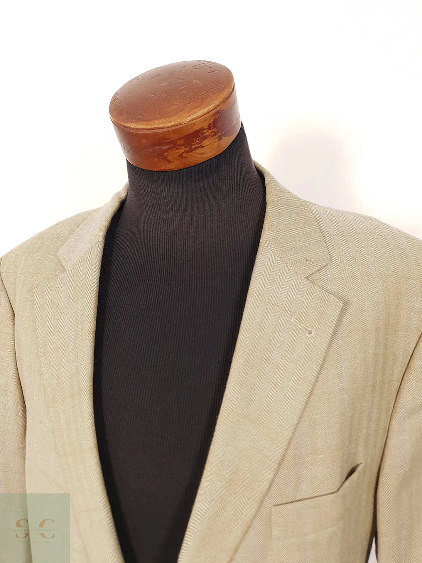 Blazer Via Cortesa Mezcla Lana Virgen y Lino Ocre Dorado - Talla XXL 5