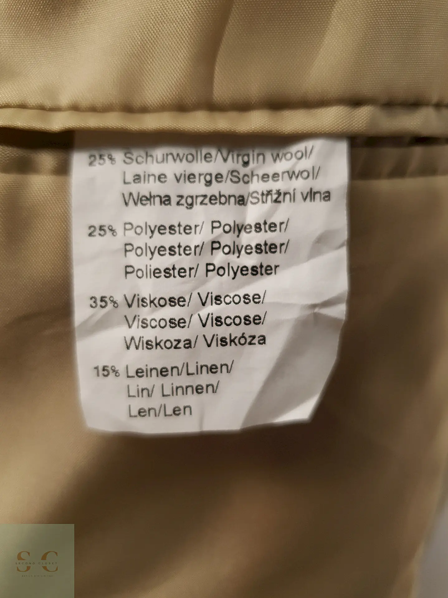 Blazer Via Cortesa Mezcla Lana Virgen y Lino Ocre Dorado - Talla XXL 8