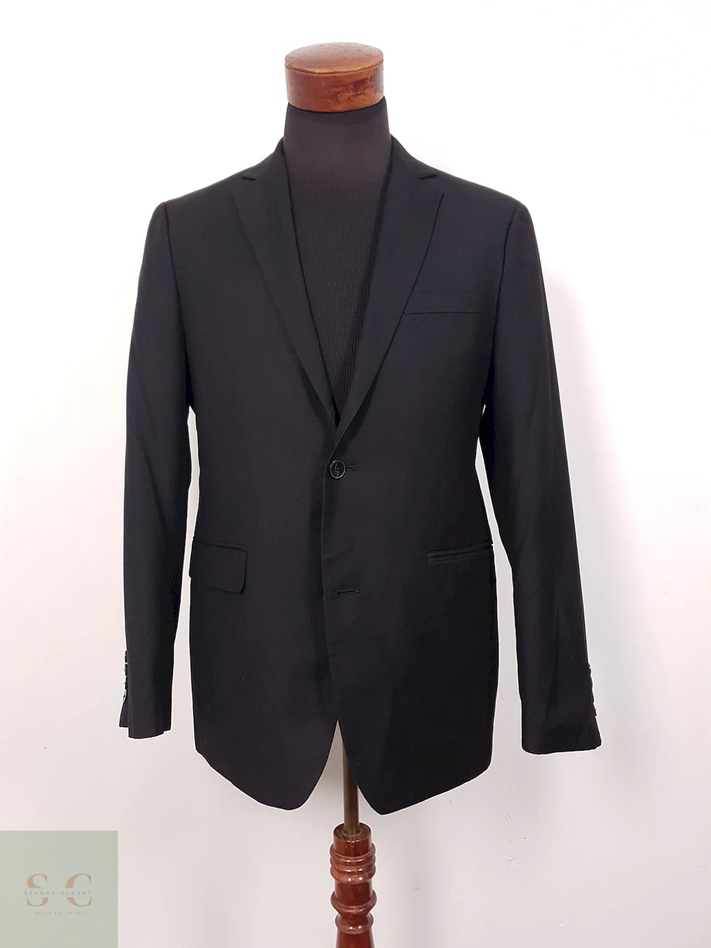 Blazer Angelo Litrico Negro Botón Partido - Talla SM 1