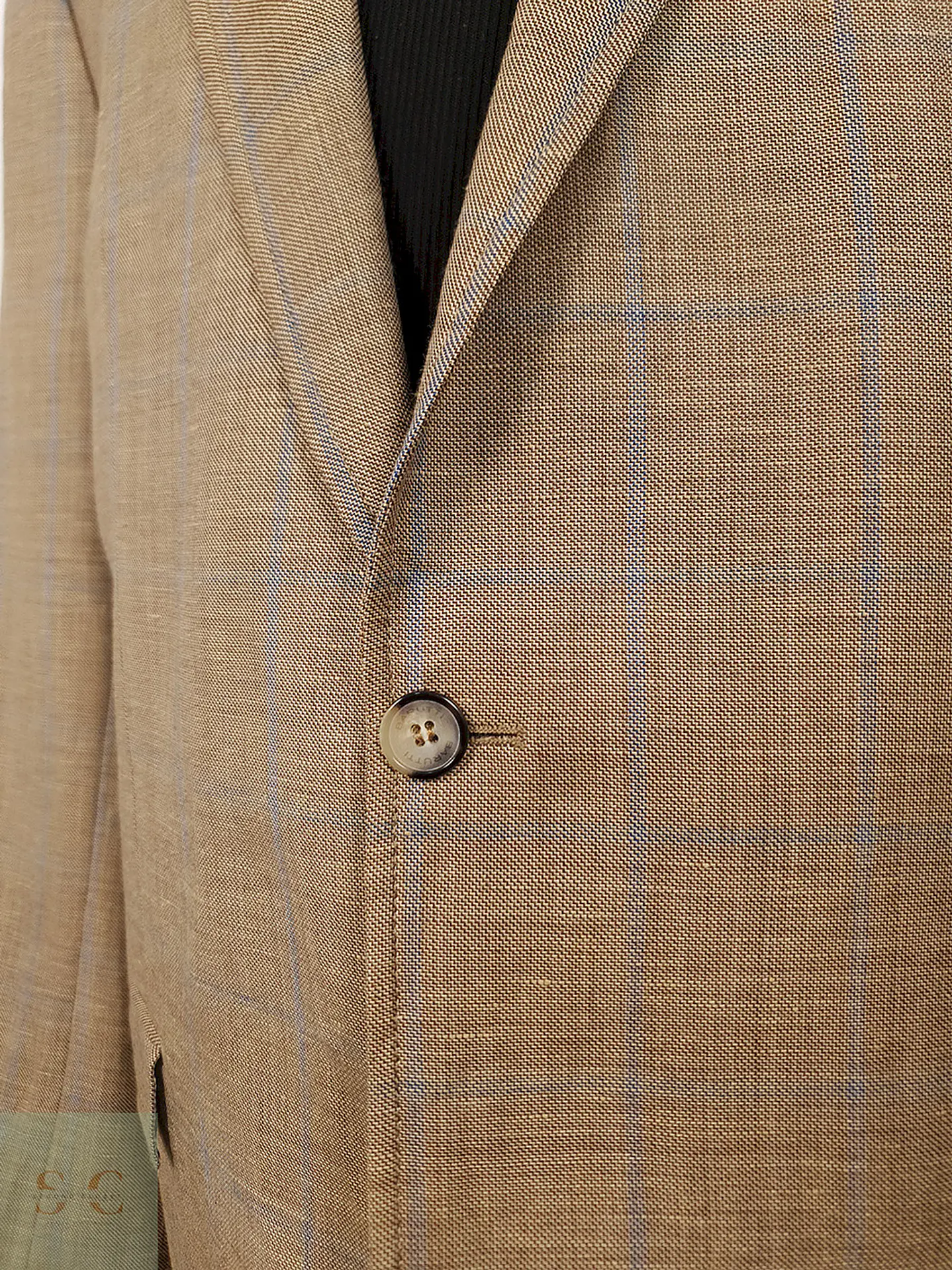 Blazer Mario Barutti Café con Rayas Azules Lana Virgen y Lino - Talla LXL 5