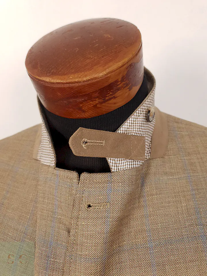 Blazer Mario Barutti Café con Rayas Azules Lana Virgen y Lino - Talla LXL 7