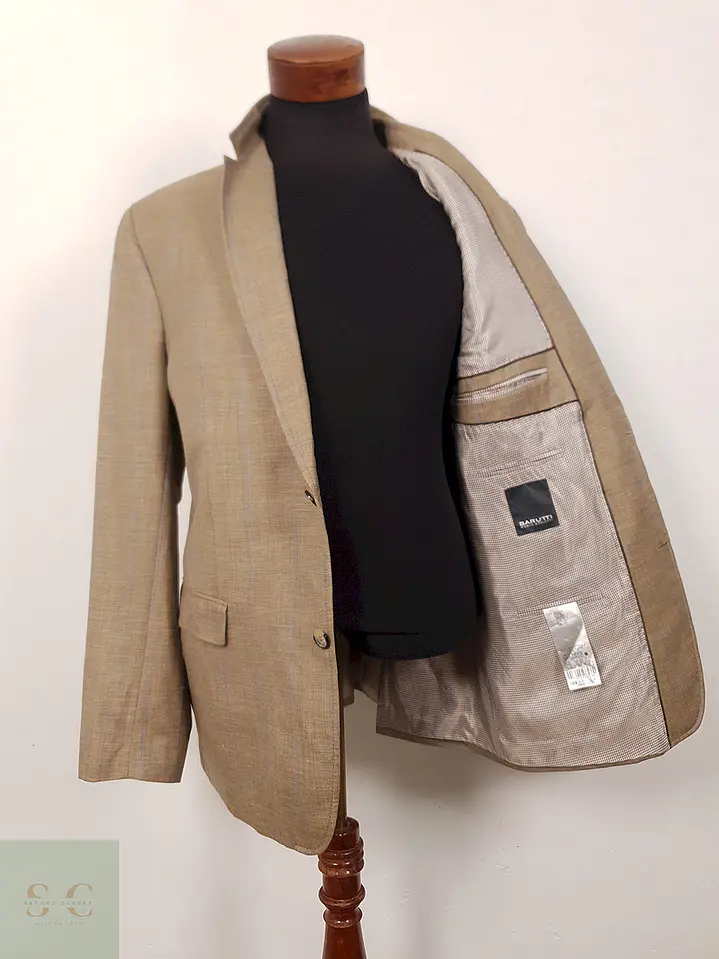 Blazer Mario Barutti Café con Rayas Azules Lana Virgen y Lino - Talla LXL 8