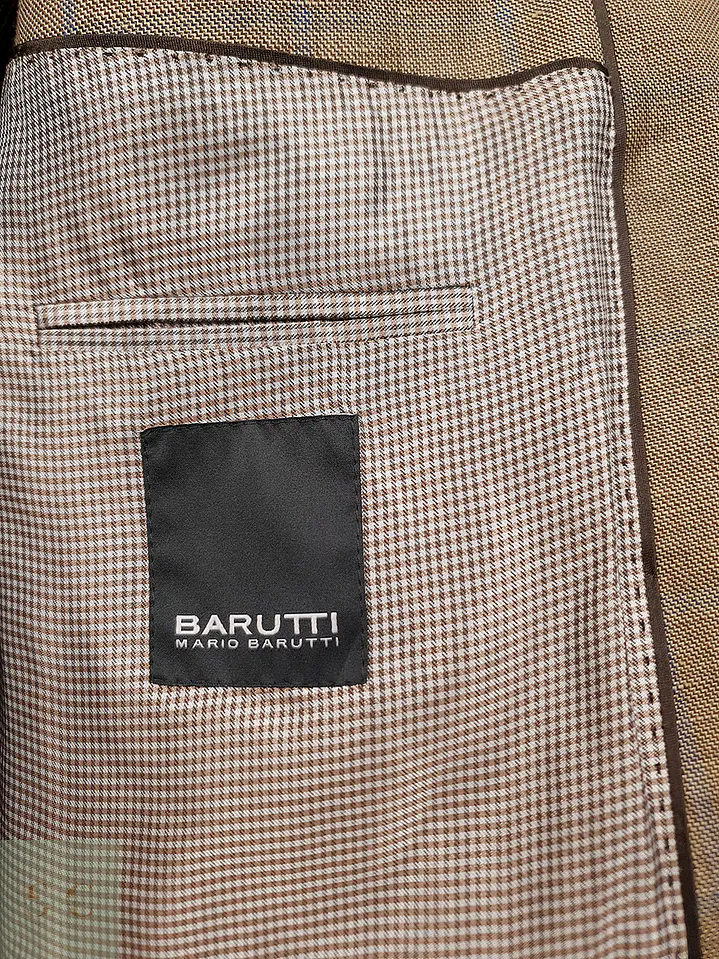 Blazer Mario Barutti Café con Rayas Azules Lana Virgen y Lino - Talla LXL 9