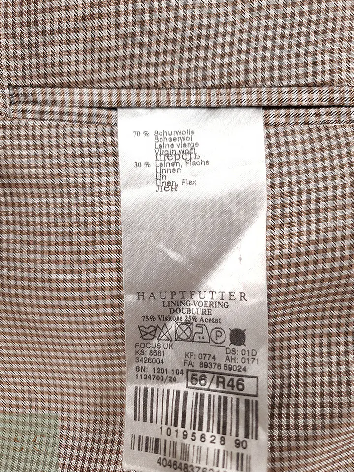 Blazer Mario Barutti Café con Rayas Azules Lana Virgen y Lino - Talla LXL 10