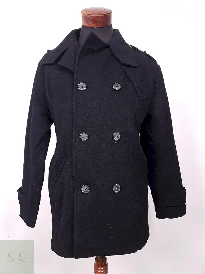 Abrigo Chereskin Marinero Negro 70% Lana Talla LXL 1