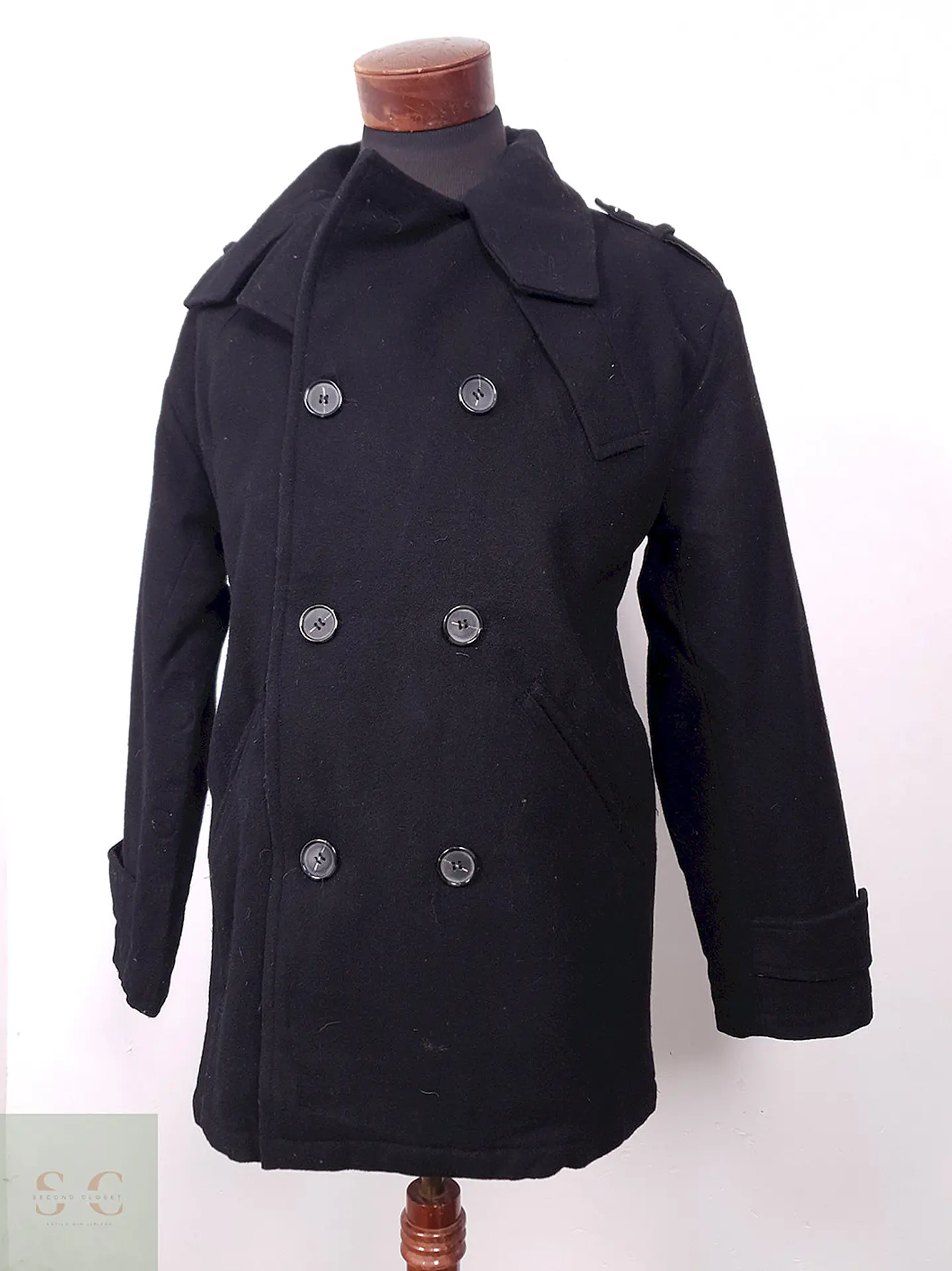 Abrigo Chereskin Marinero Negro 70% Lana Talla LXL 2