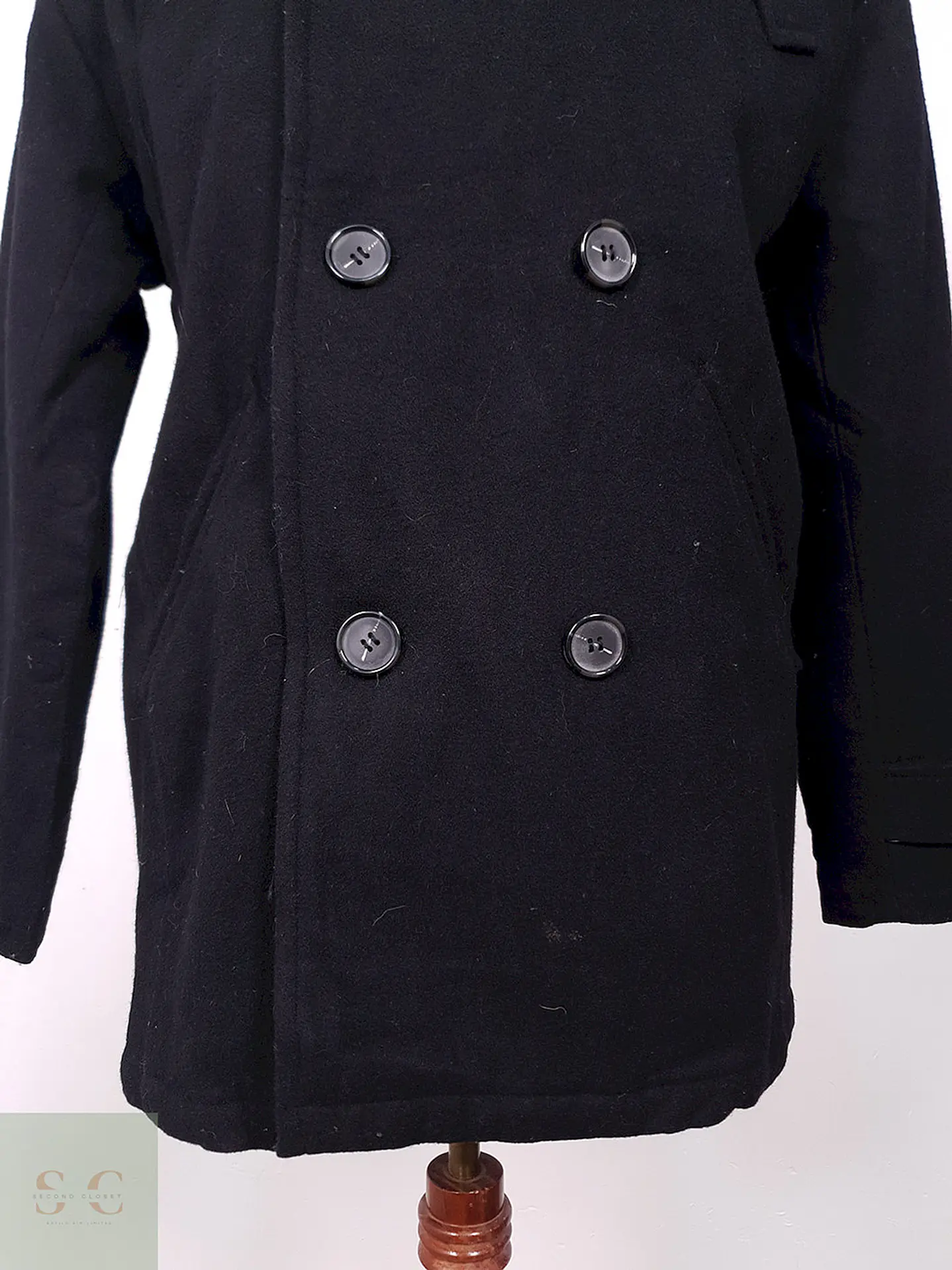 Abrigo Chereskin Marinero Negro 70% Lana Talla LXL 3