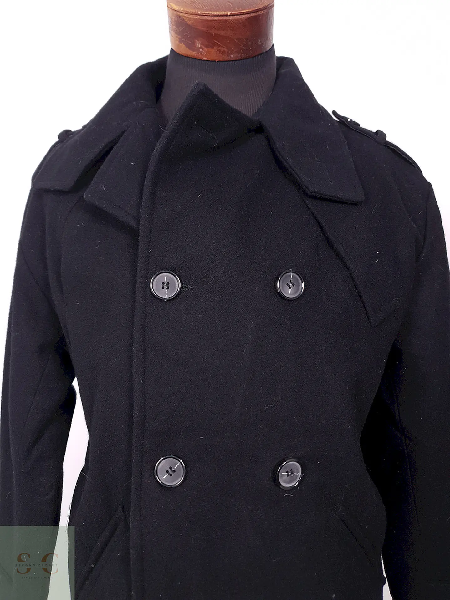 Abrigo Chereskin Marinero Negro 70% Lana Talla LXL 5