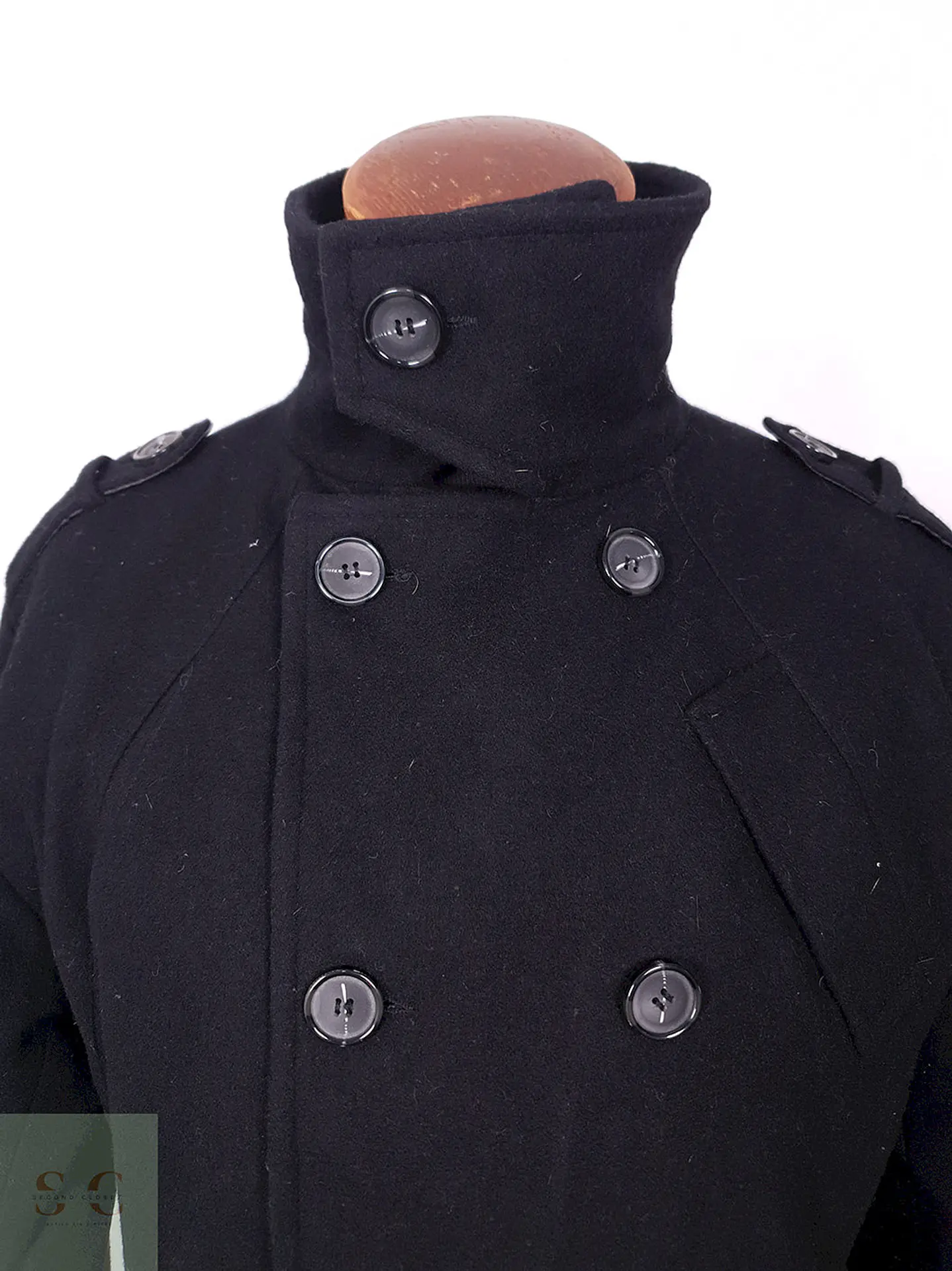 Abrigo Chereskin Marinero Negro 70% Lana Talla LXL 7