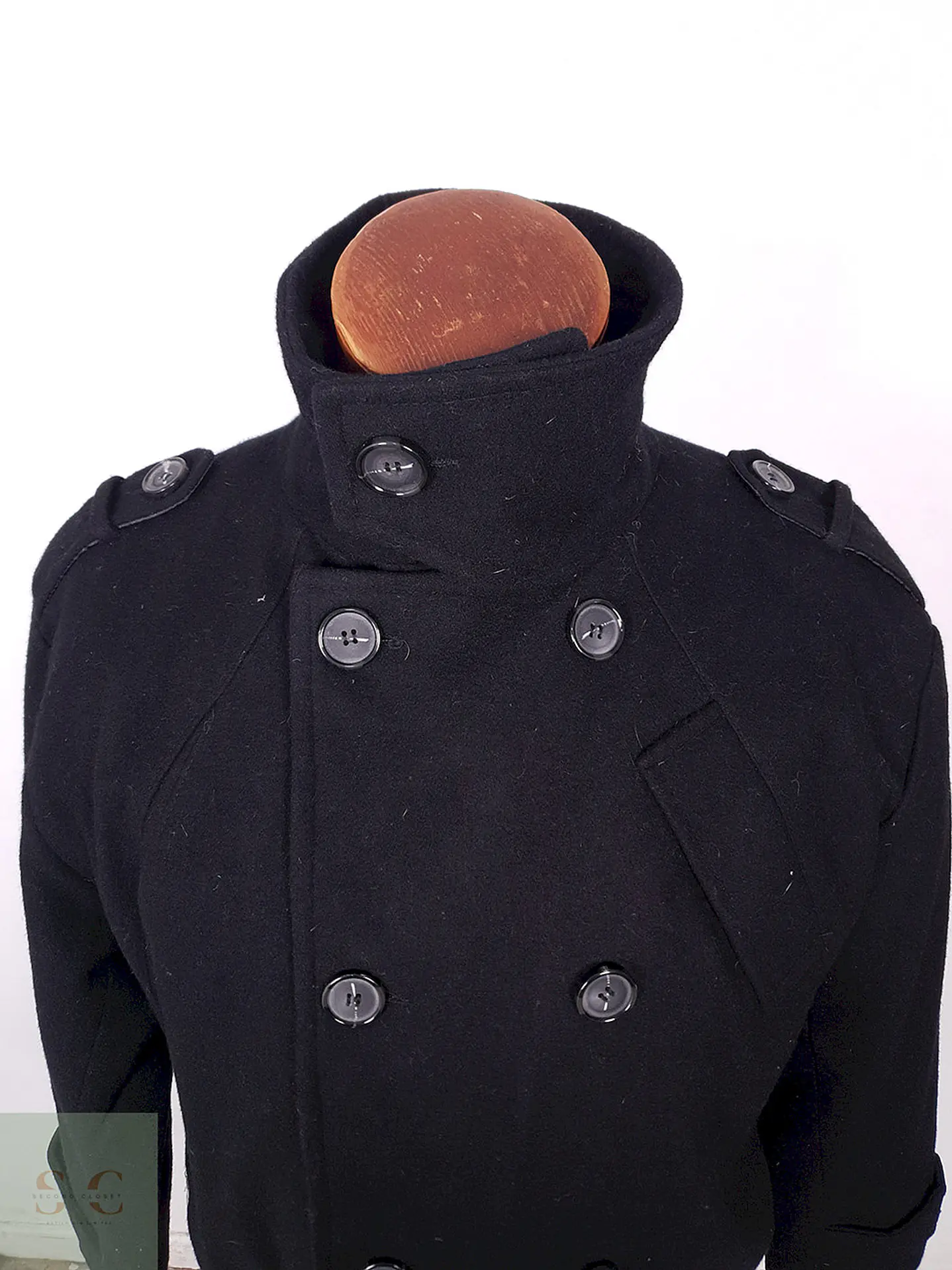 Abrigo Chereskin Marinero Negro 70% Lana Talla LXL 8